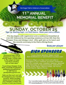 Flyer for the HPVA 11th Annual Memorial Benefit Golf Outing on October 25