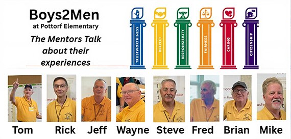 Boys2Men mentors Tom, Rick, Jeff, Wayne, Steve, Fred, Brian and Mike