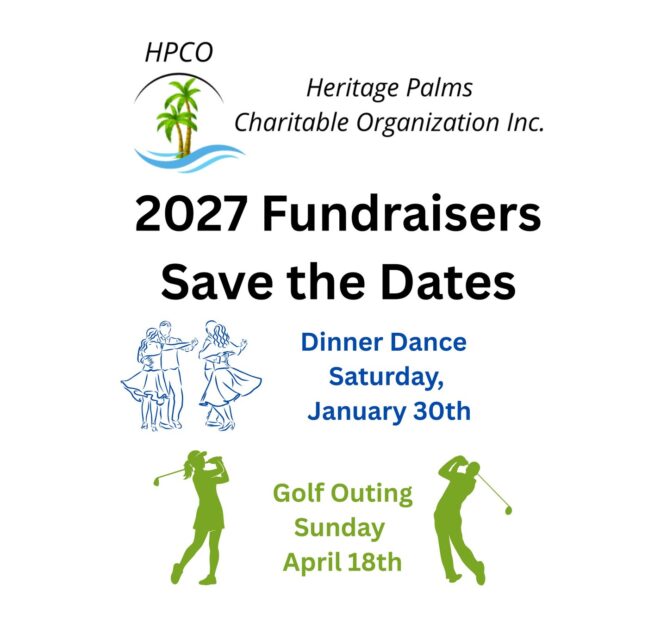 HPCO 2027 fundraisers flyer listing the dinner dance and golf outing