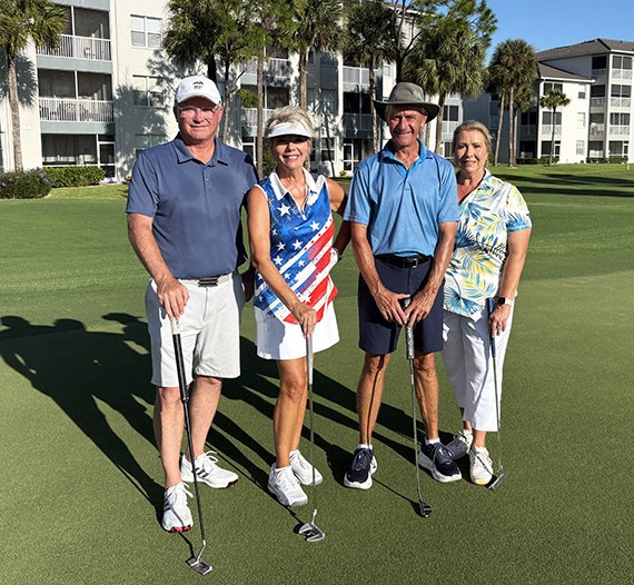 Tod Widholm, Karen Cunningham and Ken and Mary Williams at the Labor Day Scramble
