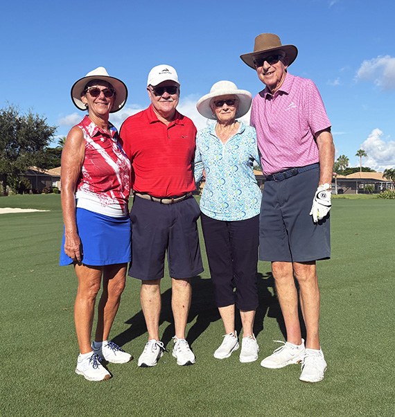 Kathy and Kevin Tarsiewicz with Sue and Bill Dolega on the tee