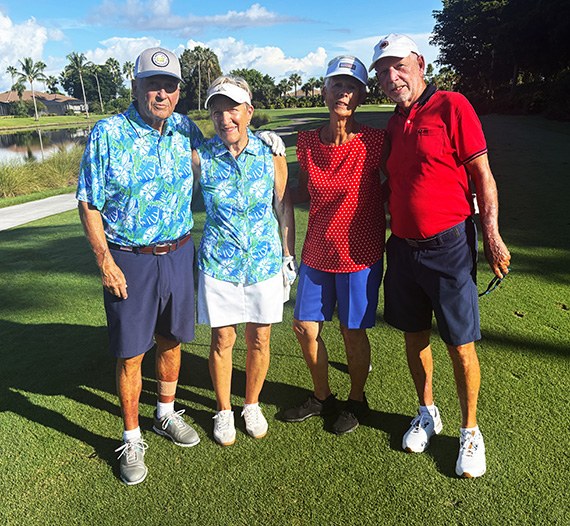 Tim Johnson, Karen Gack and Alice and Ted Corcoran on the fairway