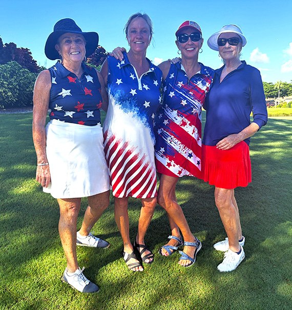 Carol Ann Wetzell, Kelly Vecere, Gaile Sheehan and Jan Voccola in patriotic outfits