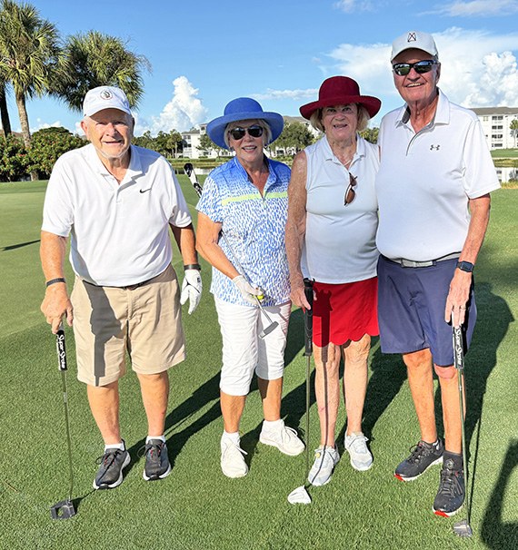 Duane and Vicki Totzke with Joan and Bob Janelle on the course