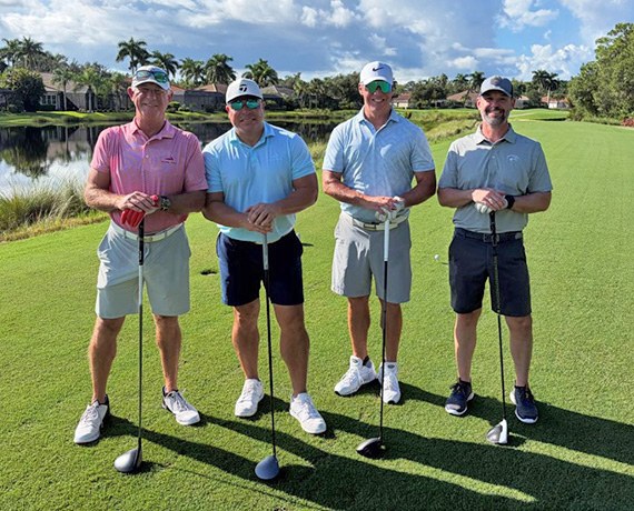 Joe Searcy, Cisco Navas, Steven Ross and Corey Wilson on the tee