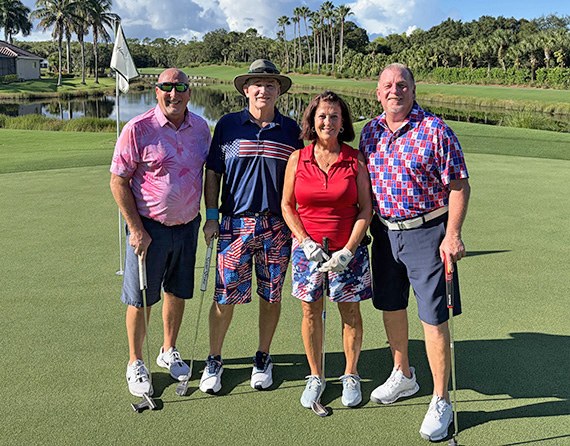 Jim Wesoloski, Kevin McElroy, Sandee Caccavo and Jeff Beavers, Flight 1 winners